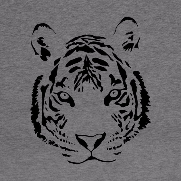 White Tiger Black Print by Caloy